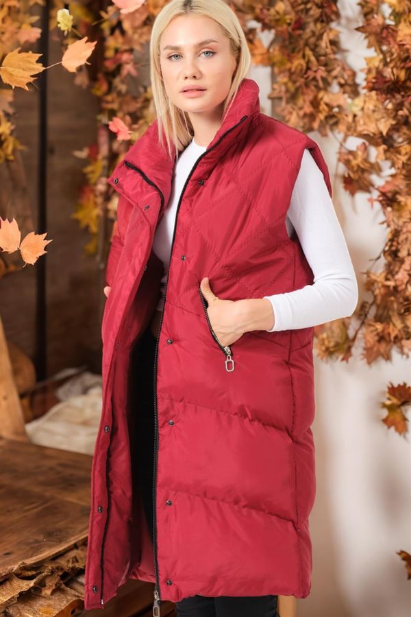 dewberry Z6743 DEWBERRY LADIES' VEST-PLAIN BURGUNDY