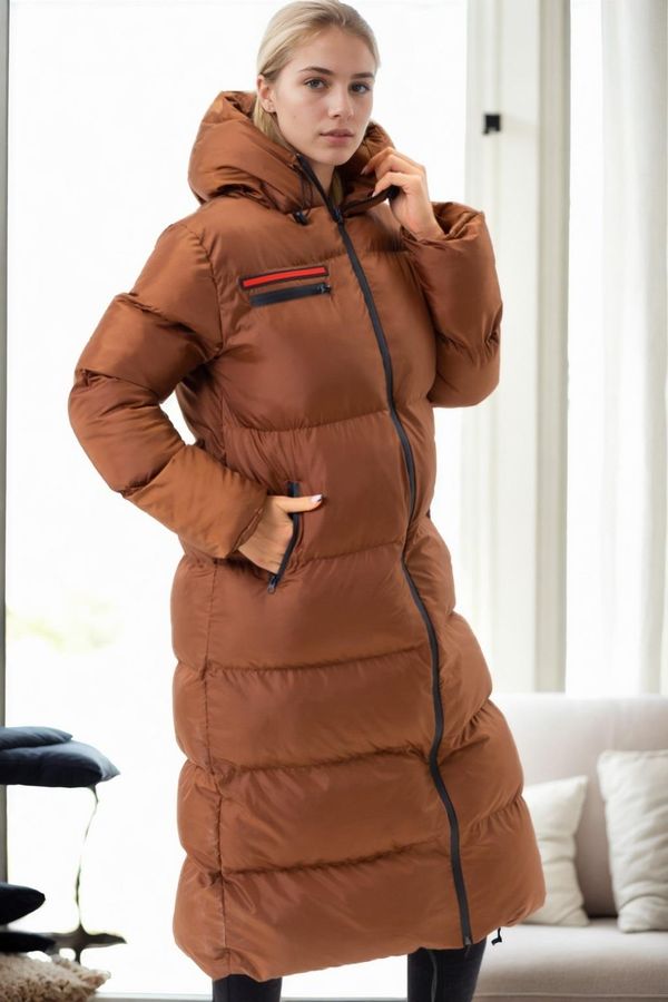 dewberry Z6756 DEWBERRY LADIES INFLATABLE COAT-CAMEL-1