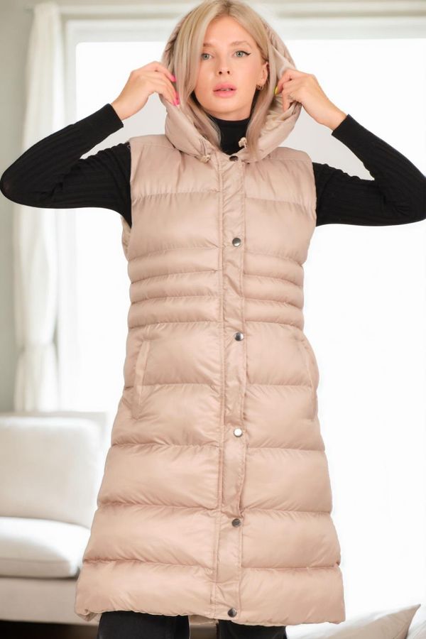 dewberry Z6757 DEWBERRY WOMEN'S VEST-BEIGE-1