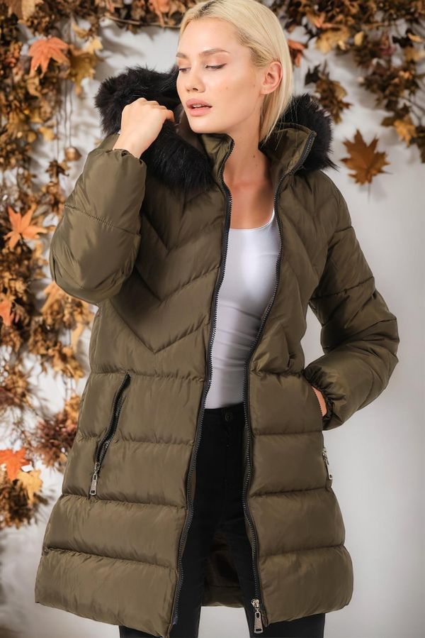 dewberry Z6759 DEWBERRY WOMEN'S COAT-PLAIN KHAKI