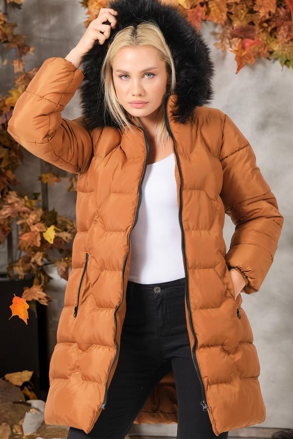 dewberry Z6760 DEWBERRY LADIES' COAT-PLAIN TAN