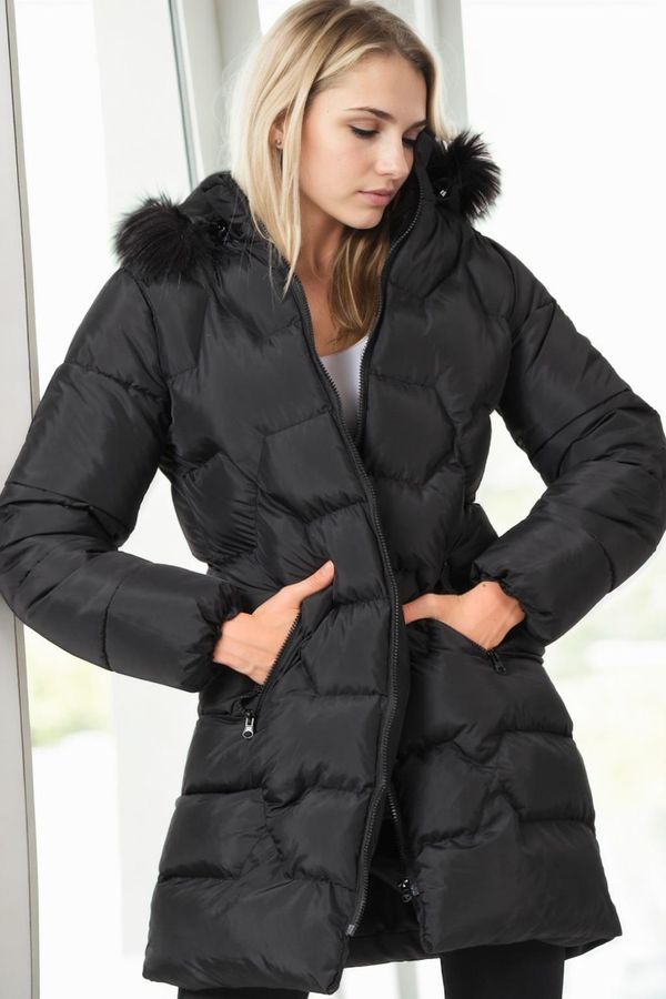 dewberry Z6760 DEWBERRY WOMEN'S COAT-PLAIN BLACK