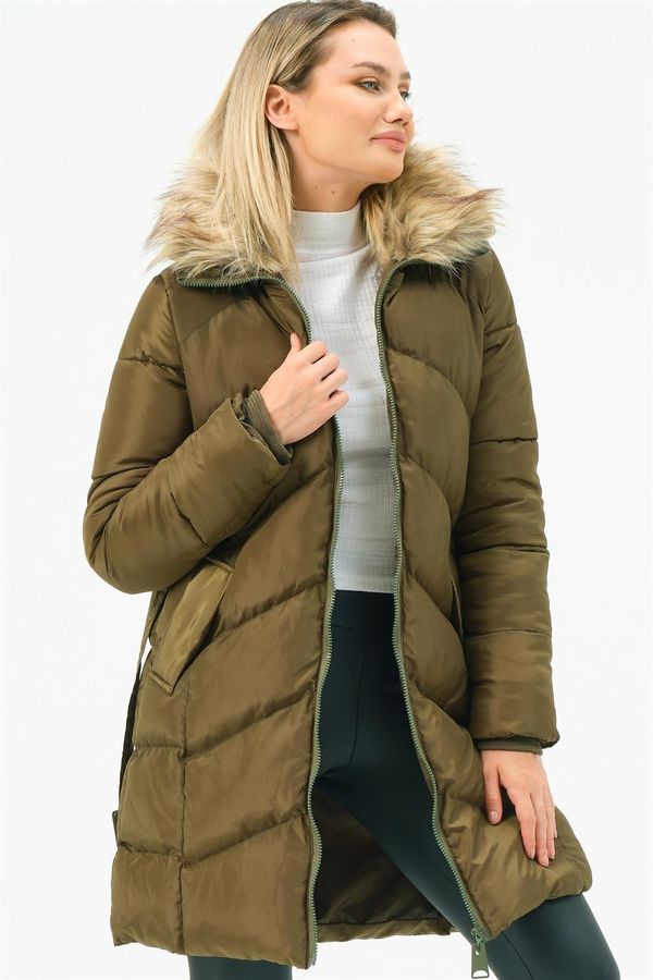 dewberry Z6767 DEWBERRY WOMEN'S COAT-KHAKI