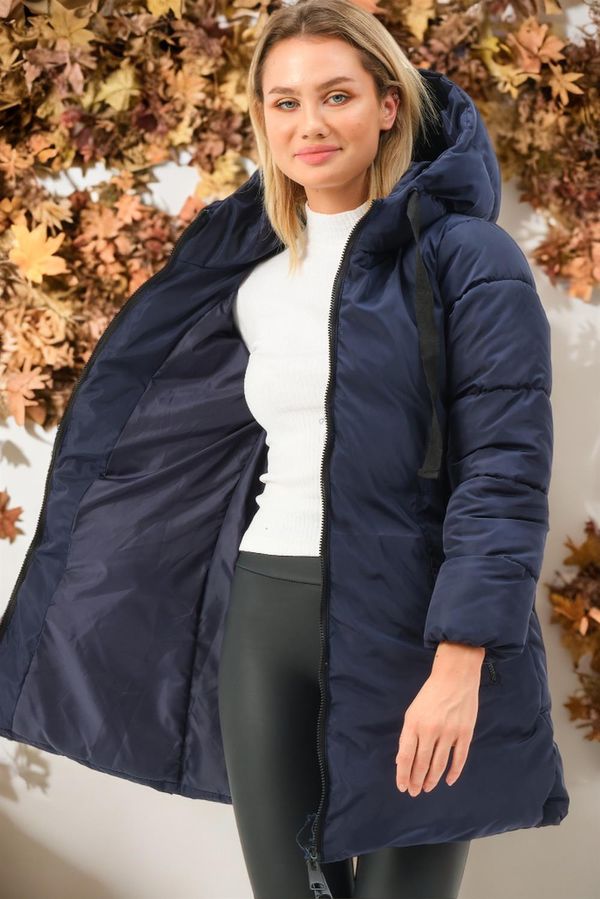 dewberry Z6773 DEWBERRY WOMEN'S COAT-PLAIN NAVY BLUE