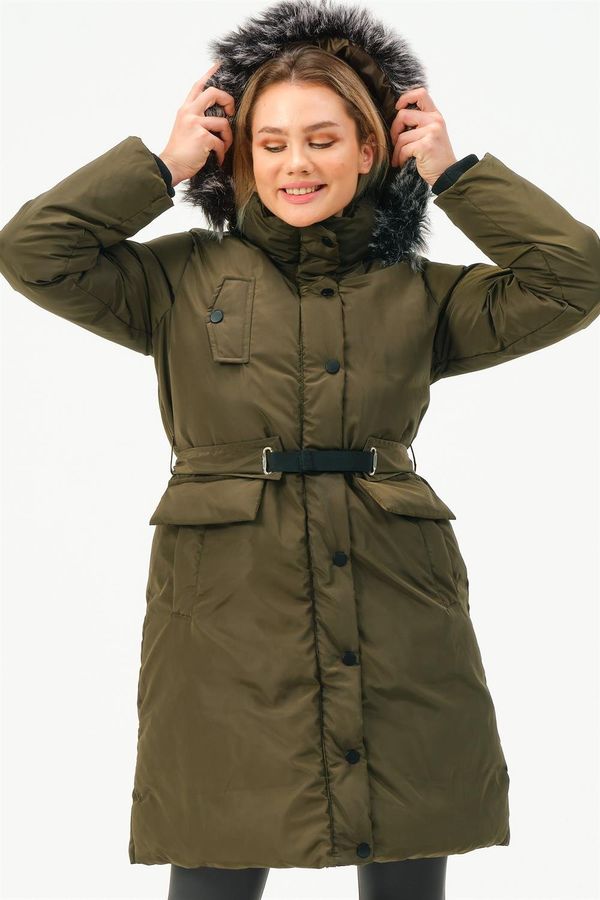 dewberry Z6774 DEWBERRY WOMEN'S COAT-KHAKI