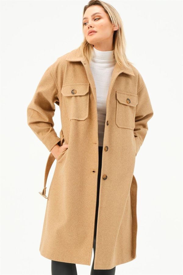 dewberry Z6777 DEWBERRY WOMEN'S COAT-CAMEL