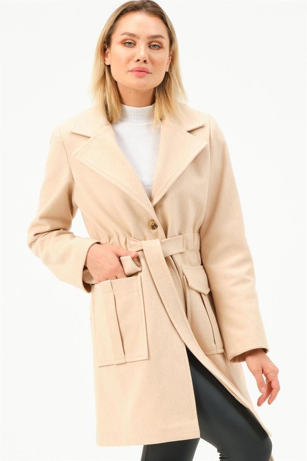 dewberry Z6778 DEWBERRY WOMEN'S COAT-BEIGE