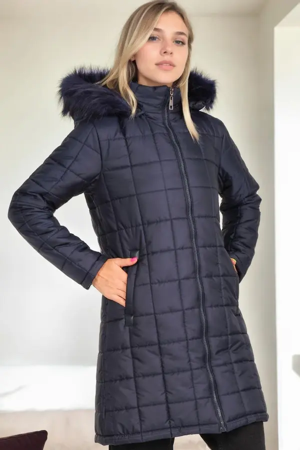 dewberry Z9653 DEWBERRY WOMEN'S COAT-NAVY BLUE