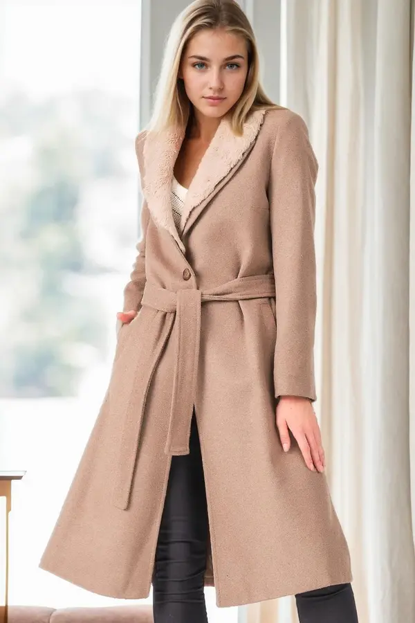 dewberry Z9671 DEWBERRY WOMEN'S COAT-BEIGE