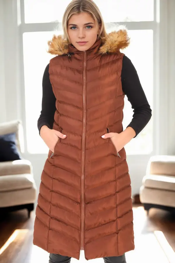 dewberry Z9684 DEWBERRY WOMEN'S VEST-LIGHT BROWN