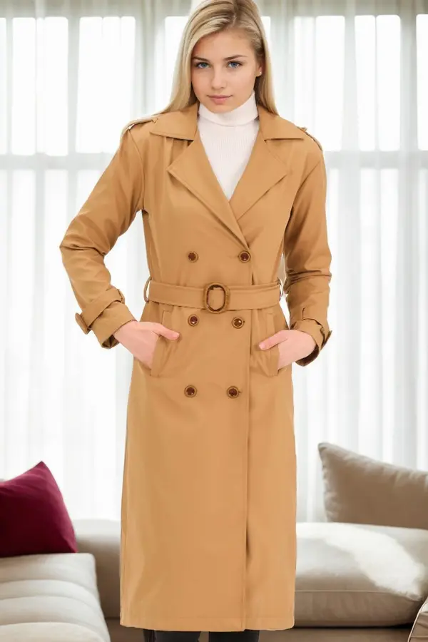 dewberry Z9737 DEWBERRY WOMEN'S TRENCH COAT-CAMEL