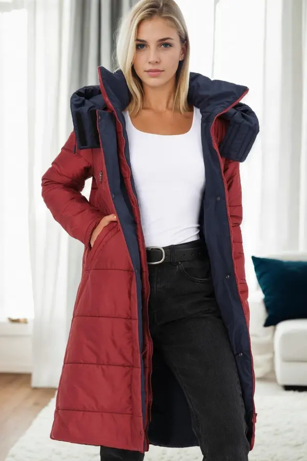 dewberry Z9738 DEWBERRY WOMEN'S COAT-BURGUNDY