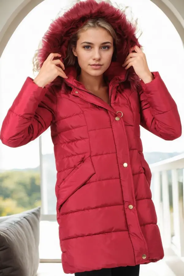 dewberry Z9745 DEWBERRY WOMEN'S COAT-BURGUNDY