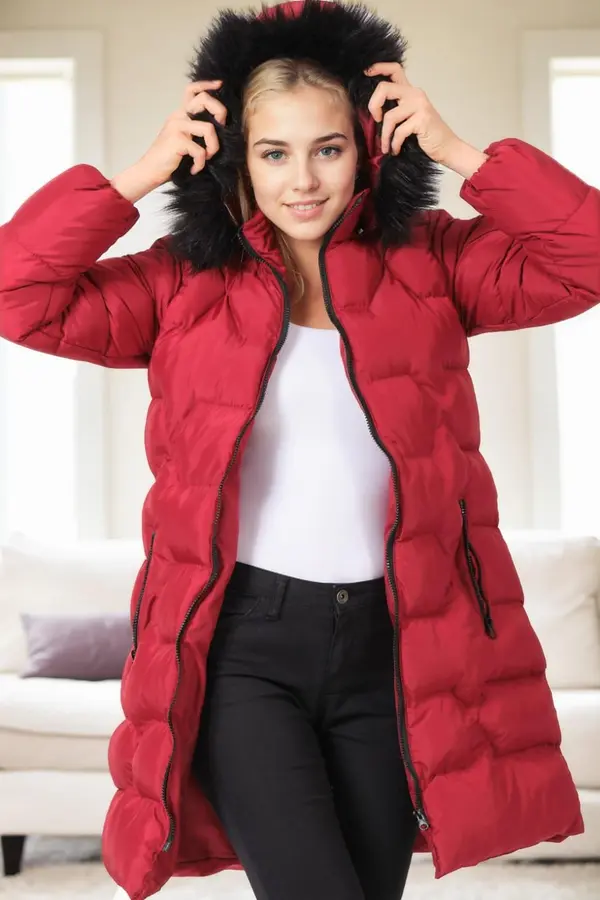 dewberry Z9760 DEWBERRY WOMEN'S COAT-BURGUNDY