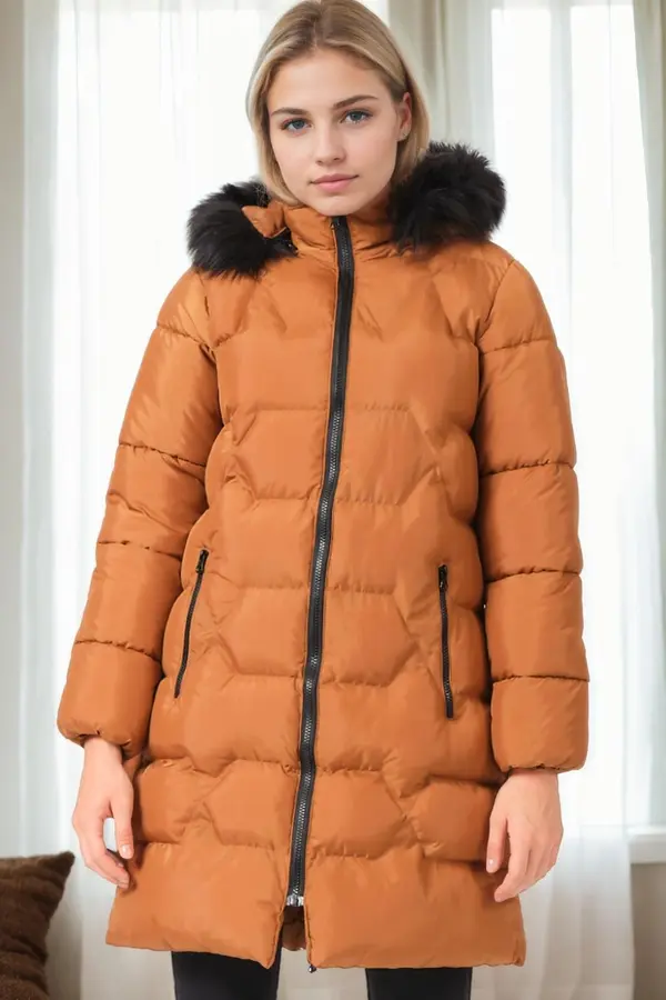 dewberry Z9760 DEWBERRY WOMEN'S COAT-TAN