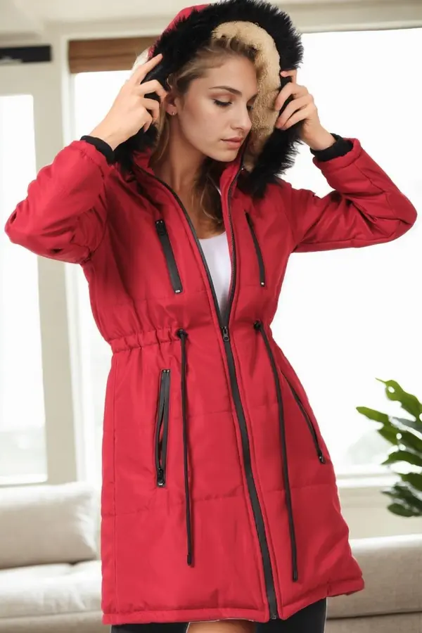 dewberry Z9762 DEWBERRY WOMEN'S COAT-BURGUNDY