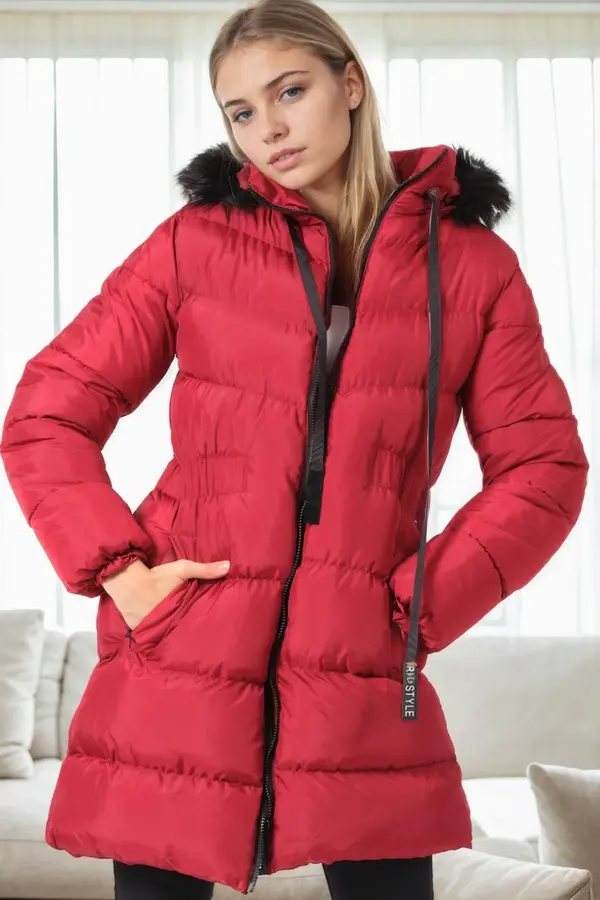 dewberry Z9764 DEWBERRY WOMEN'S COAT-BURGUNDY