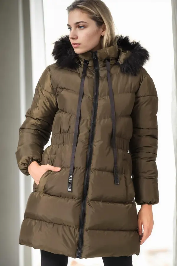 dewberry Z9764 DEWBERRY WOMEN'S COAT-KHAKI