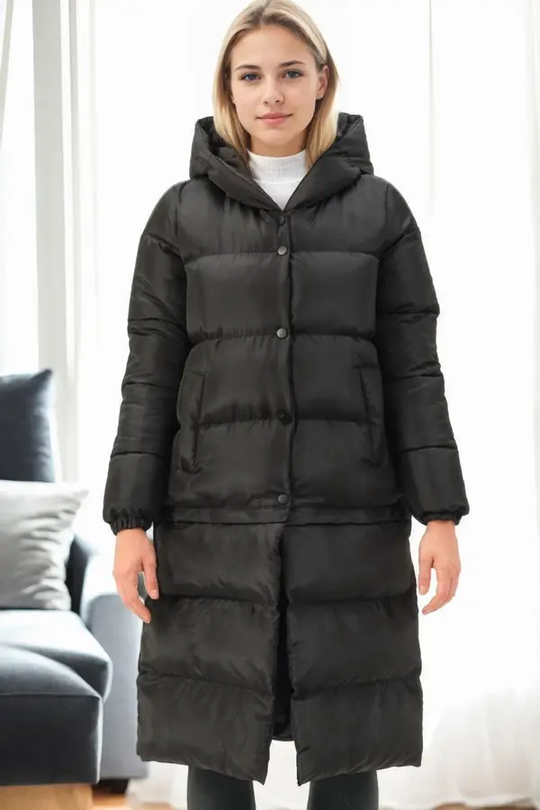 dewberry Z9772 DEWBERRY SHORTENED WOMEN'S COAT-BLACK