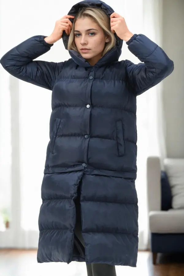 dewberry Z9772 DEWBERRY SHORTENED WOMEN'S COAT-NAVY BLUE