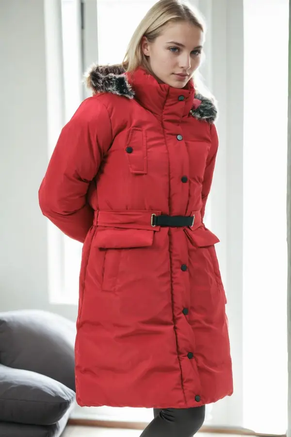 dewberry Z9774 DEWBERRY WOMEN'S COAT-BURGUNDY