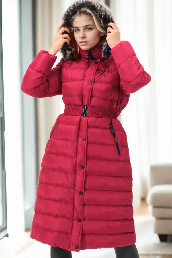 dewberry Z9779 DEWBERRY WOMEN'S COAT-BURGUNDY