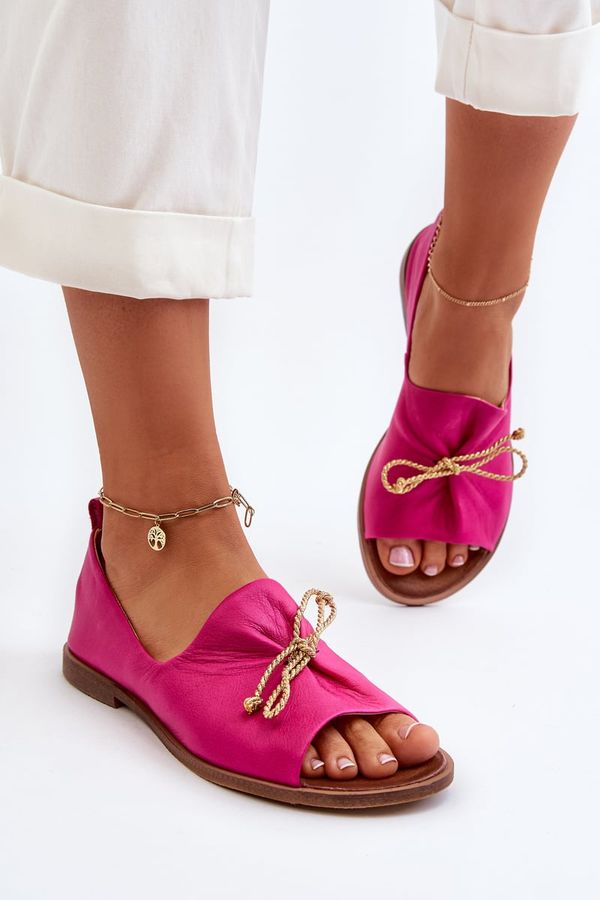 Zazoo Zazoo 2660 Women's Leather Ballerina Flats Fuchsia