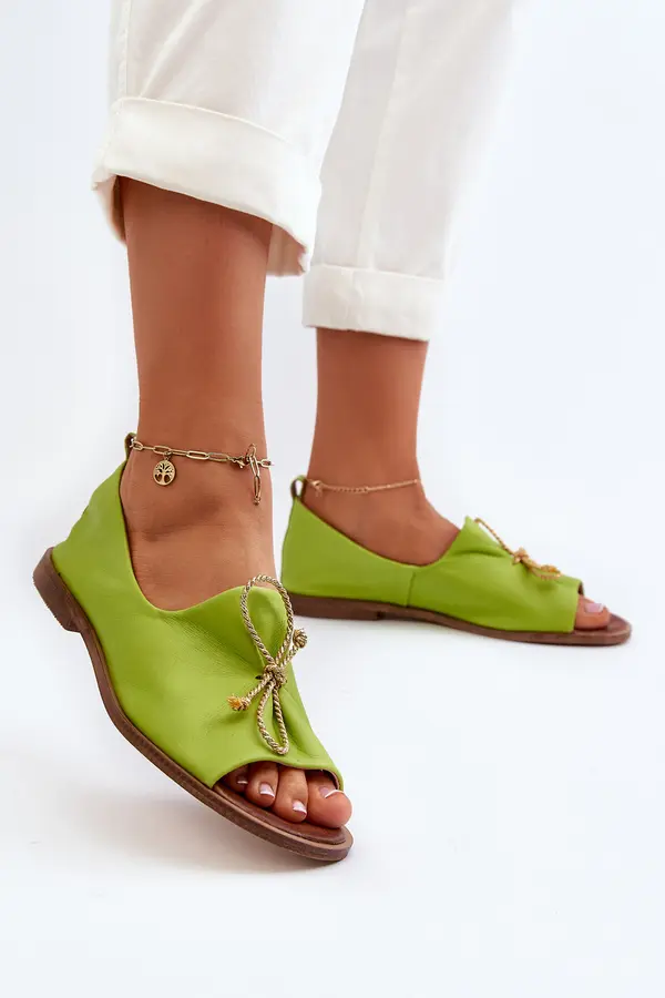 Zazoo Zazoo 2660 Women's Leather Ballerina Flats Lime