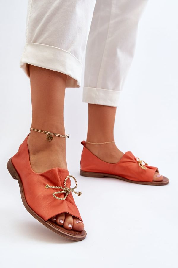 Zazoo Zazoo 2660 Women's Leather Ballerina Flats Orange