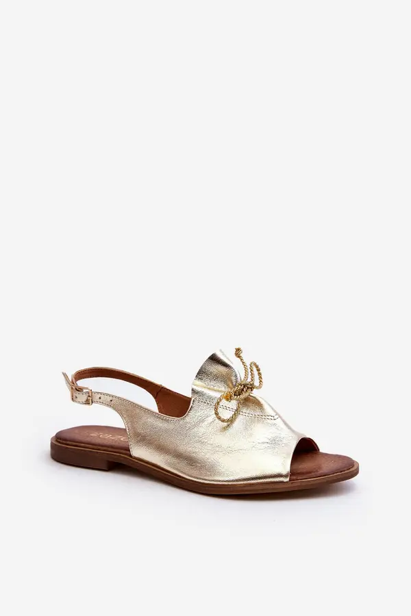 Zazoo Zazoo 2898 Leather Flat Sandals Gold