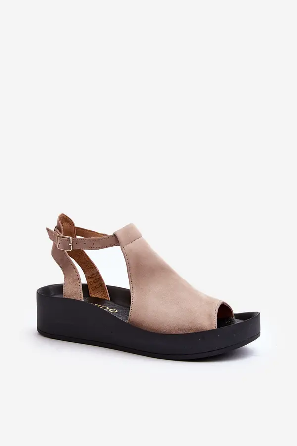 Zazoo Zazoo 2914 Women's Suede Sandals Beige