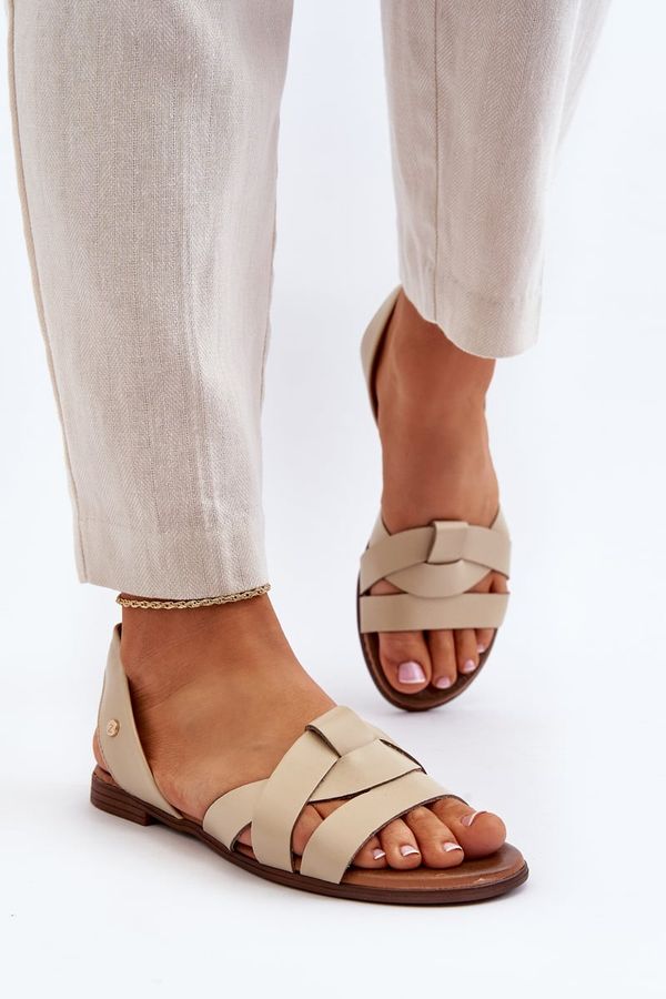 Kesi Zazoo Comfortable leather slip-on sandals, beige