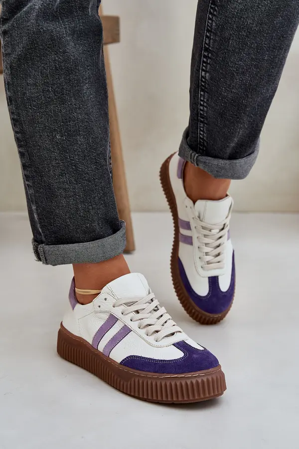 Zazoo Zazoo N1068 Leather Low Sneakers Women On Platform White