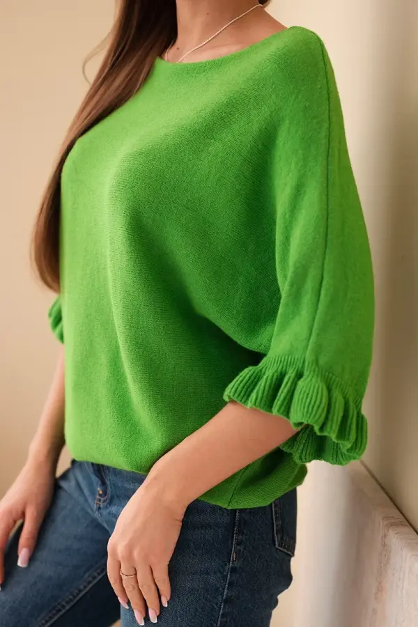 Kesi Włoski Zelen ženski pulover z netopirskimi rokavi