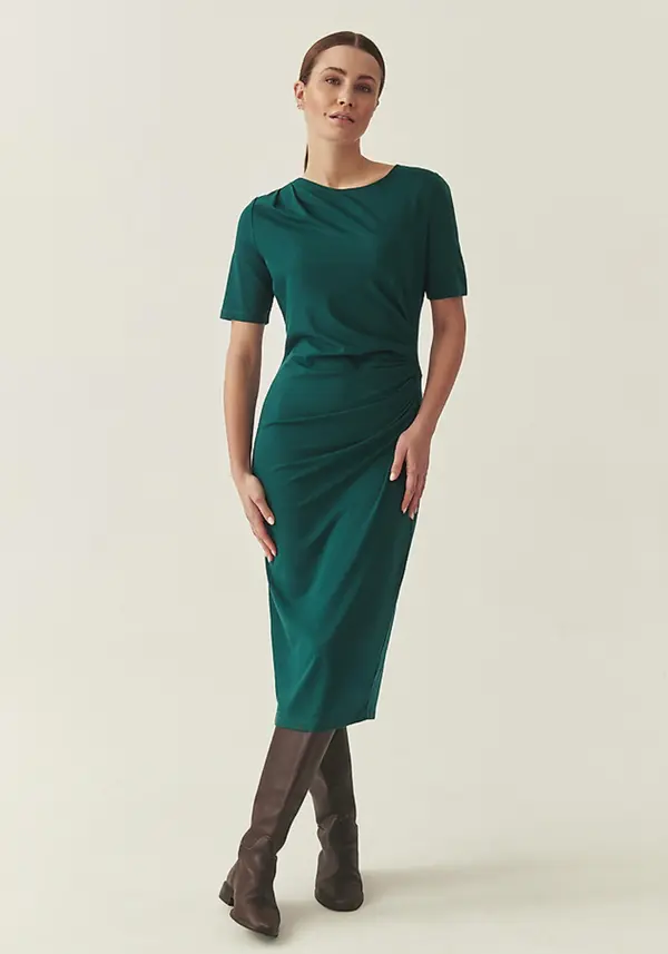 Tatuum Zelena obleka z naborki in jegliči 1