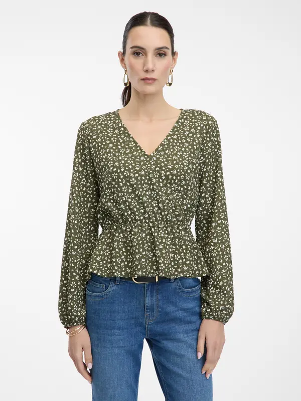 Orsay Zelena ženska bluza s cvetličnim vzorcem