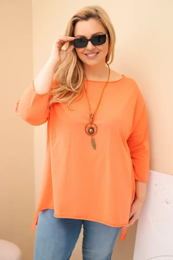 Kesi Włoski Ženska asimetrična bluza za večje številke z ogrlico