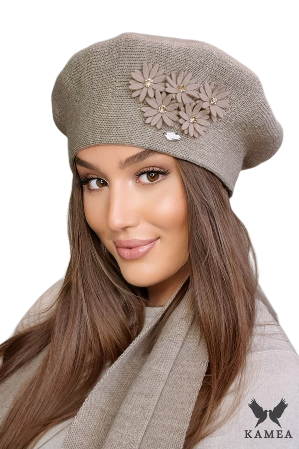 Kamea Ženska baretka Kamea Kamea_Beret_K.22.051.04_Dark_Beige