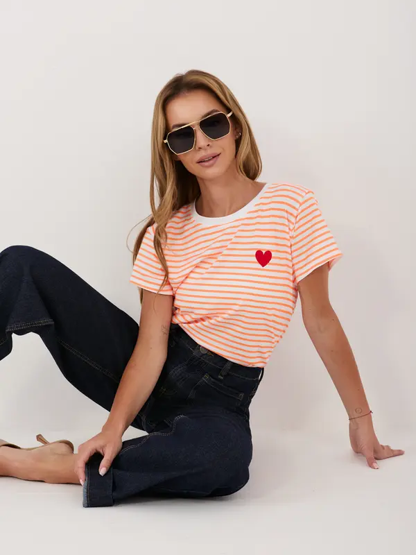 Italy Moda Ženska belo-oranžna majica