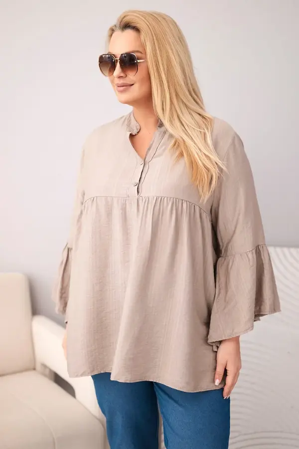 Kesi Włoski Ženska bluza Kesi Plus size z nabranimi rokavi