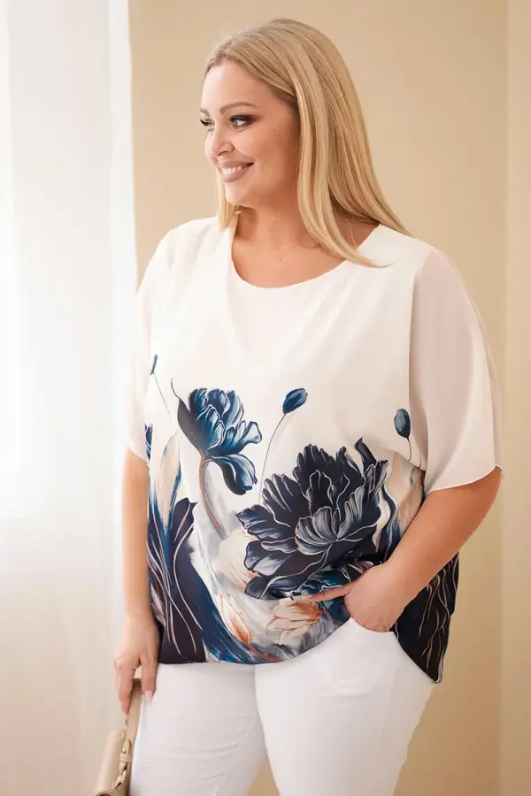 Kesi Włoski Ženska bluza Kesi za večje številke s cvetličnim vzorcem