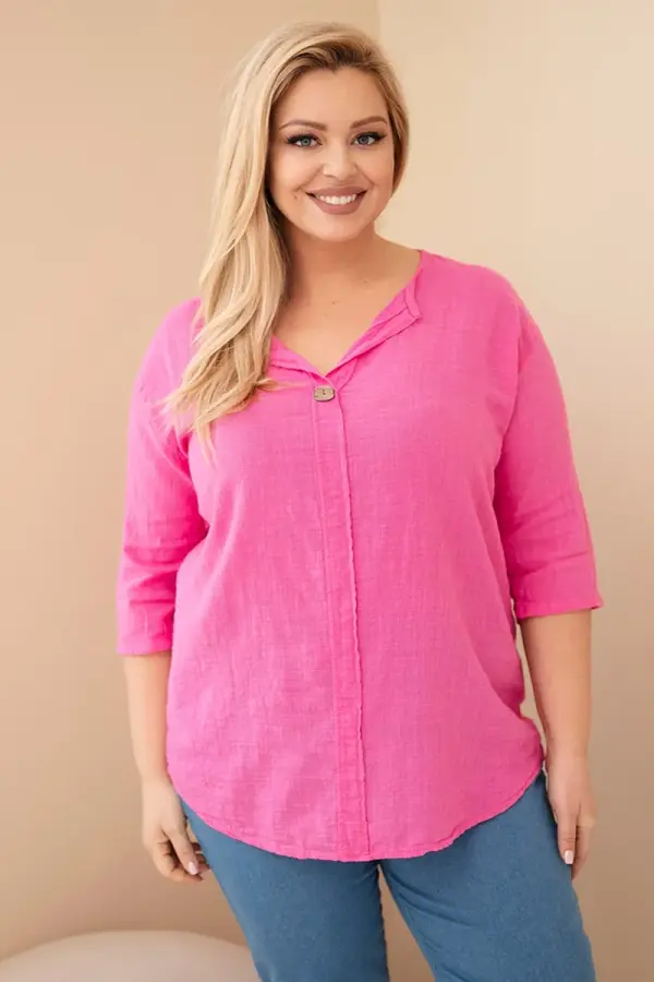 Kesi Włoski Ženska bluza plus size Kesi Włoski z izrezom na gumbe