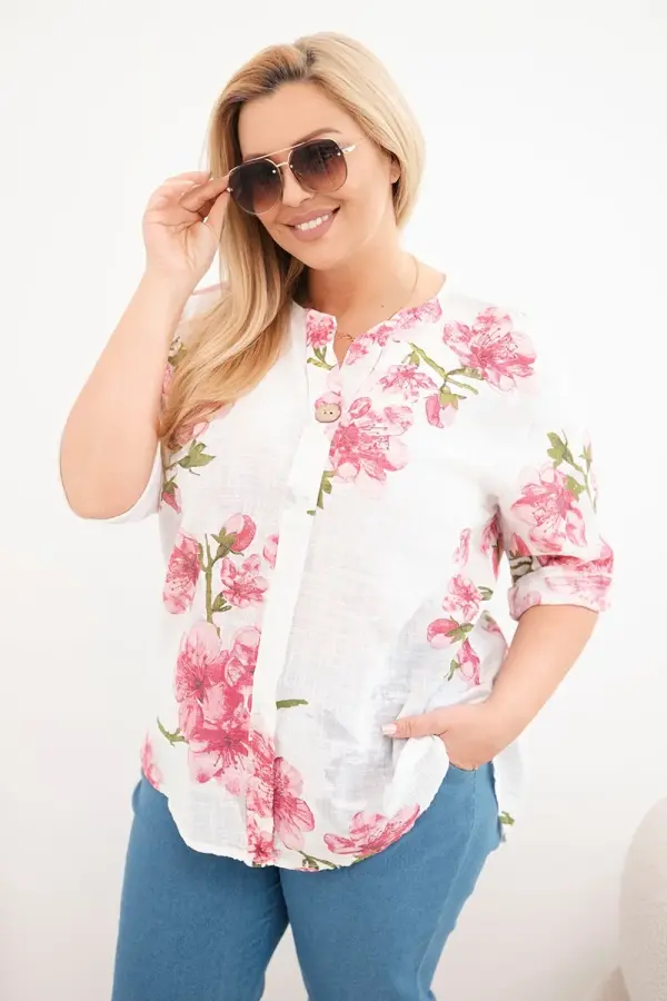 Kesi Włoski Ženska bluza plus size s cvetličnim vzorcem