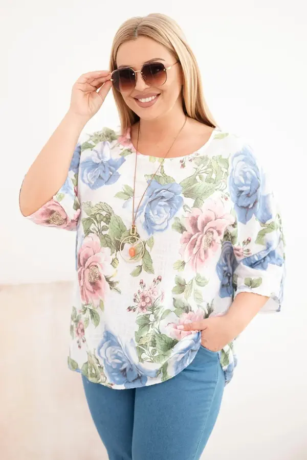 Kesi Włoski Ženska bluza plus size s cvetličnim vzorcem Kesi Włoski