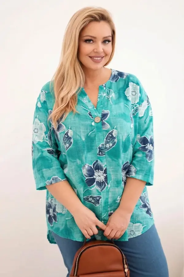 Kesi Włoski Ženska bluza plus size s cvetličnim vzorcem Kesi Włoski