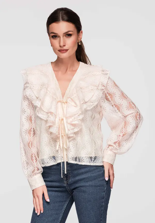 Edoti Ženska bluza s čipko in volančki