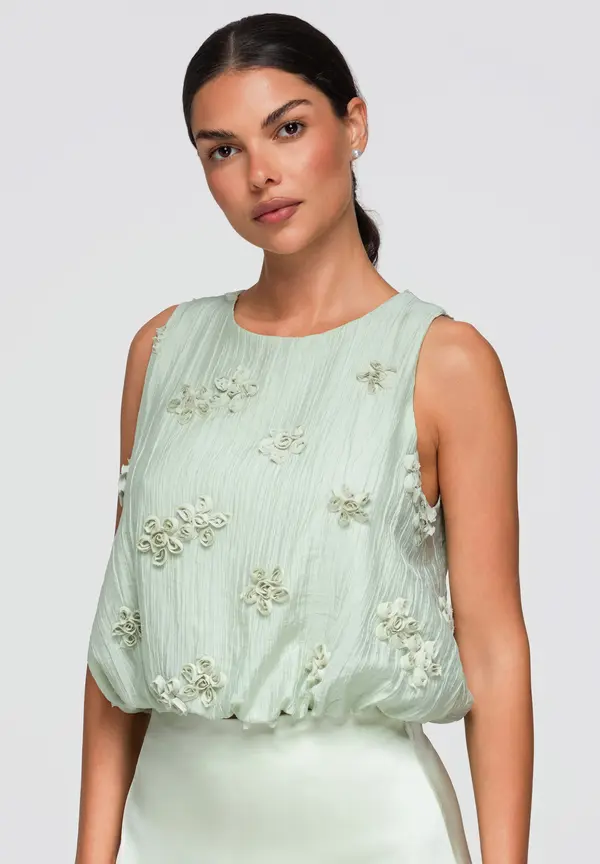 Ombre Ženska bluza s cvetličnimi aplikacijami