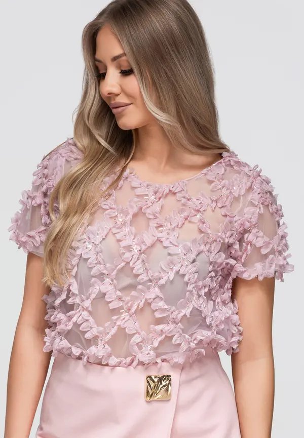 Ombre Ženska bluza s cvetličnimi aplikacijami