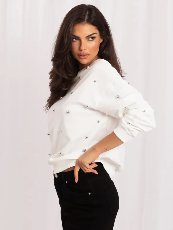 Italy Moda Ženska bluza v ekru barvi brez kapuce