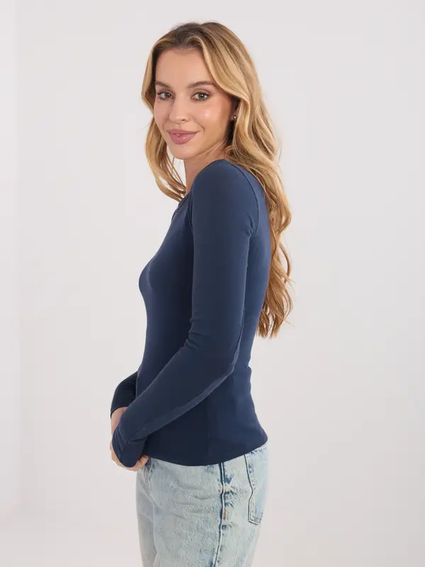 Factory Price Ženska bluza z dolgimi rokavi, temno modra